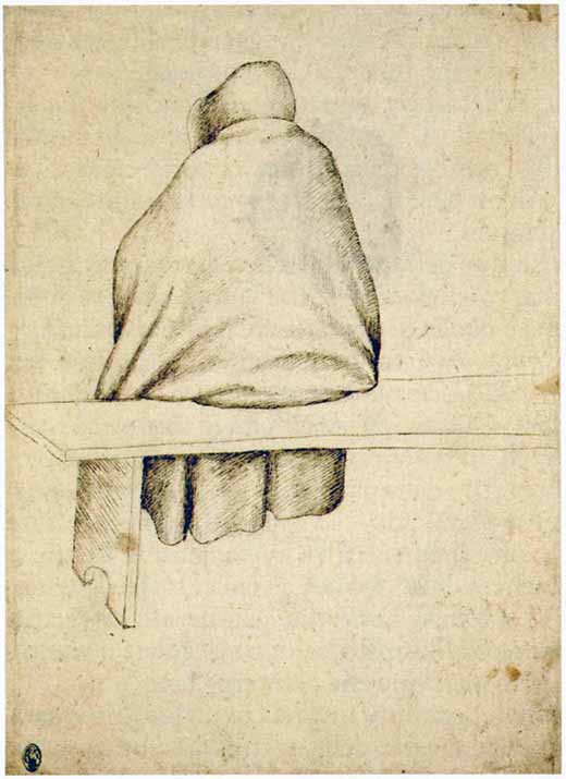 Antonio Pisanello, "Monaco seduto su una panca", Codex Vallardi 2332, XV secolo
